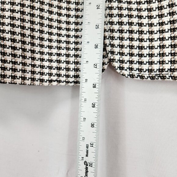 Ann Klein Houndstooth Blazer Women's M Black White Business Statement Open Front - Picture 6 of 9